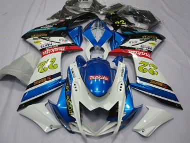 2007-2008 22 Blanc & Bleu GSXR 1000 Carénage Moto