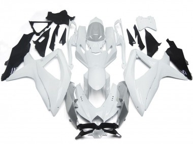 2008-2010 Blanc Brillant Brillant Avec De L'Argent GSXR 600-750 Carénage Moto