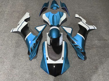 2015-2019 Accents Bleu Clair & Fibre De Carbone R1 Carénage Moto